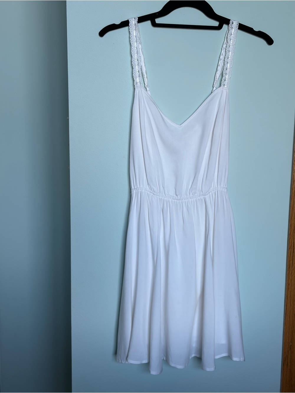 Guess White Lace Strap Dress with Lace-Up Back